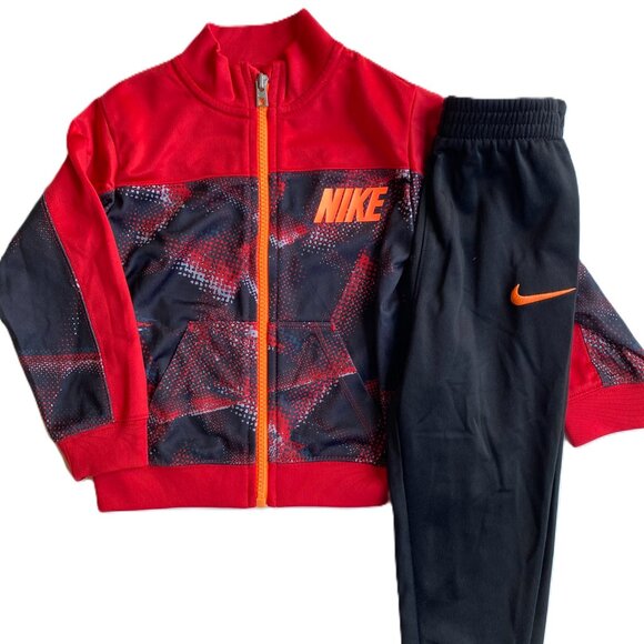 NIKE Boys 2-Piece Jacket & Pants Track Suit Matching Set Black Red - Picture 2 of 6